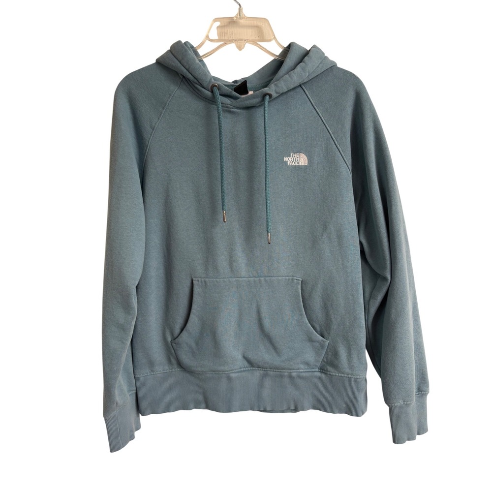 The North Face Circular Design Hoodie Womens S Dusty Blue Raglan Sweatshirt Logo